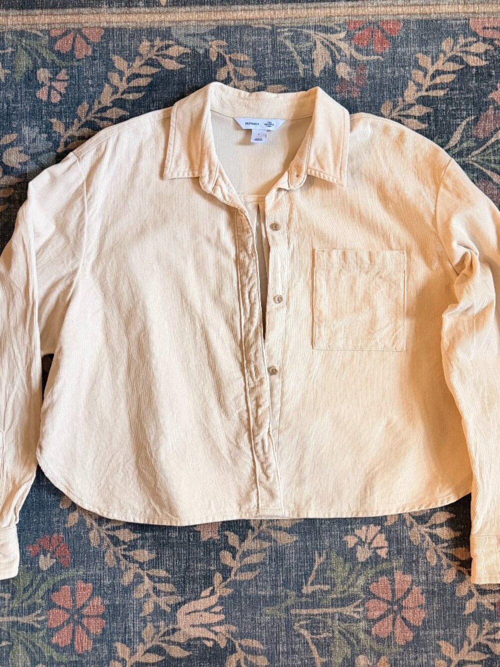 Cream Cropped Corduroy Over Shirt